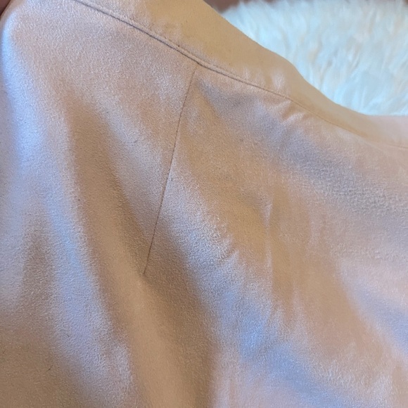 Misguided Pale Blush Pink Suede Midi Pencil Slit Back Skirt Career EUC - Picture 3 of 7